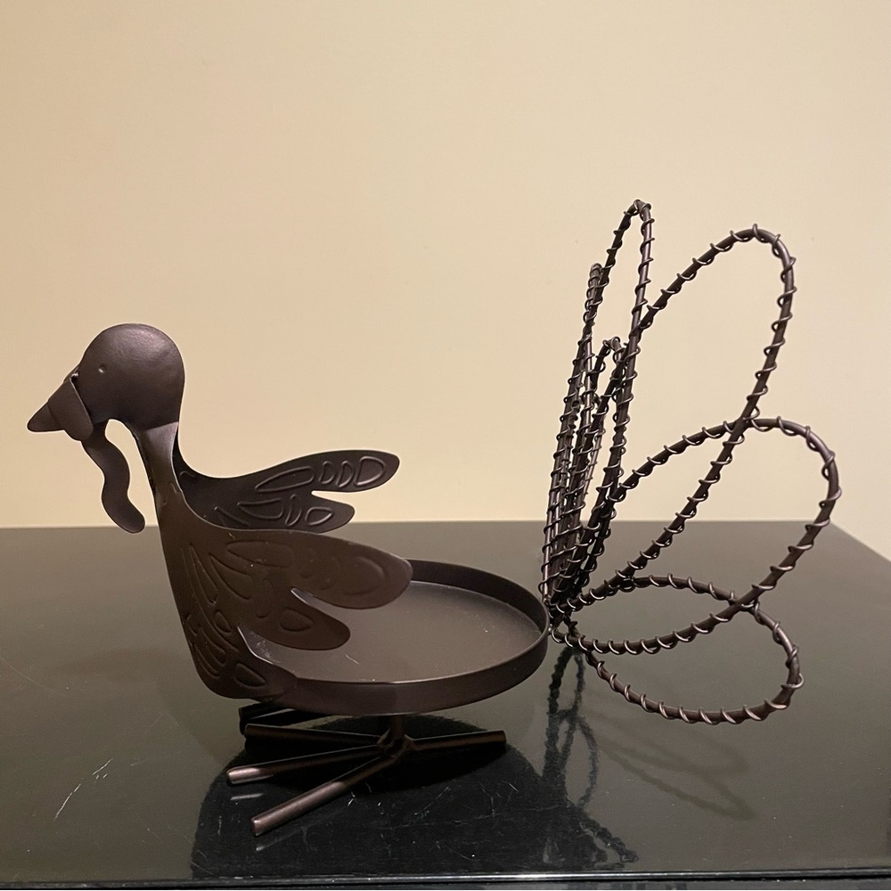 NWT Yankee Candle Thanksgiving Metal Turkey Jar Candle Holder